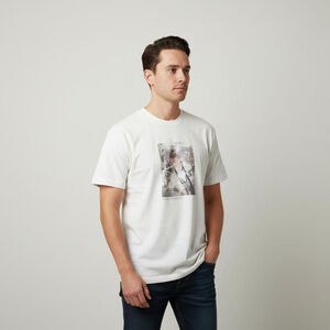 Men's DANY Off-White Short Sleeve Tee XL with Bird Graphic